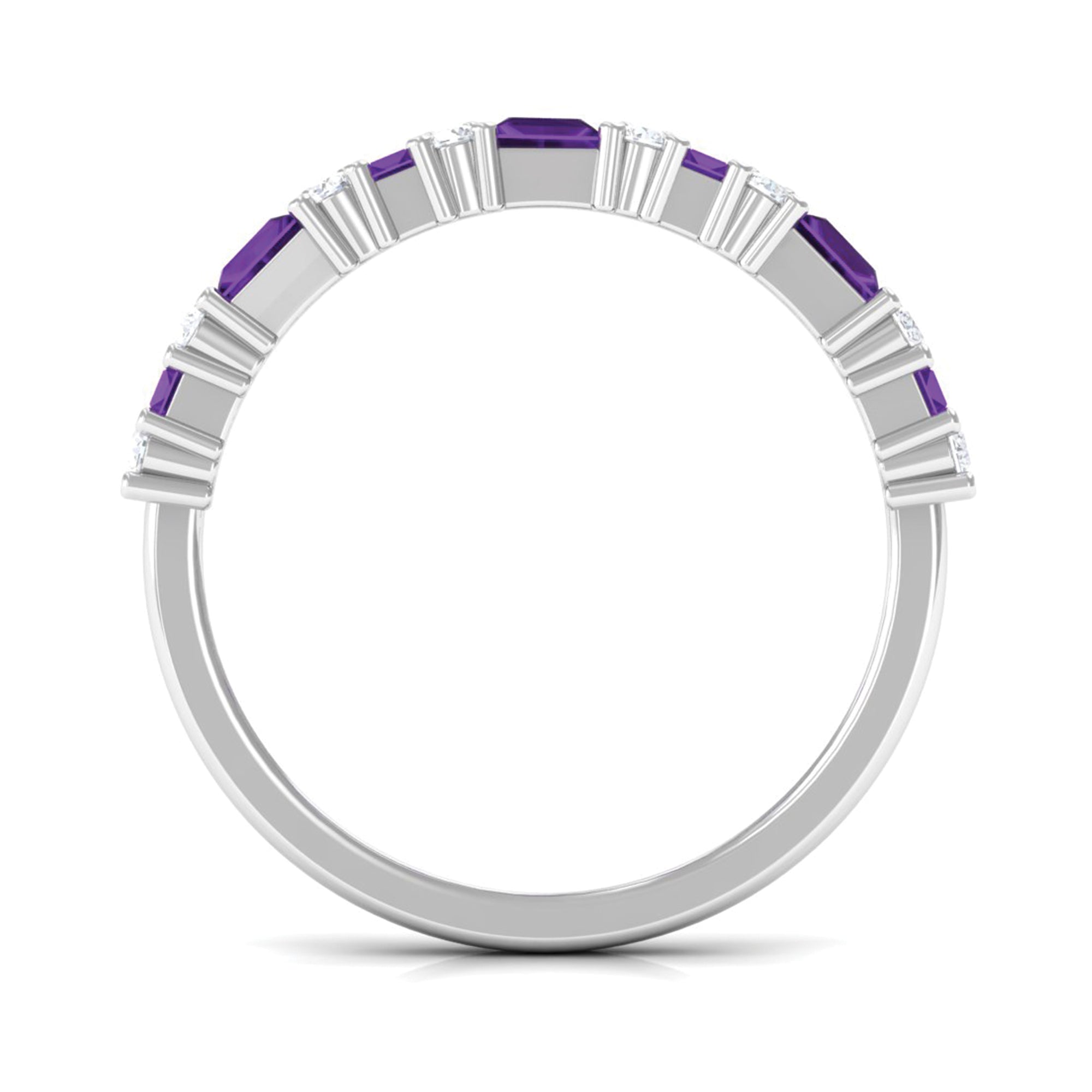 Genuine Amethyst and Diamond Eternity Ring Amethyst - ( AAA ) - Quality - Rosec Jewels