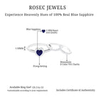 Heart Shape Blue Sapphire Ring Set with Moissanite Blue Sapphire - ( AAA ) - Quality - Rosec Jewels