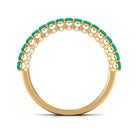 1 CT Round Shape Emerald Semi Eternity Ring with Diamond Accent Emerald - ( AAA ) - Quality - Rosec Jewels