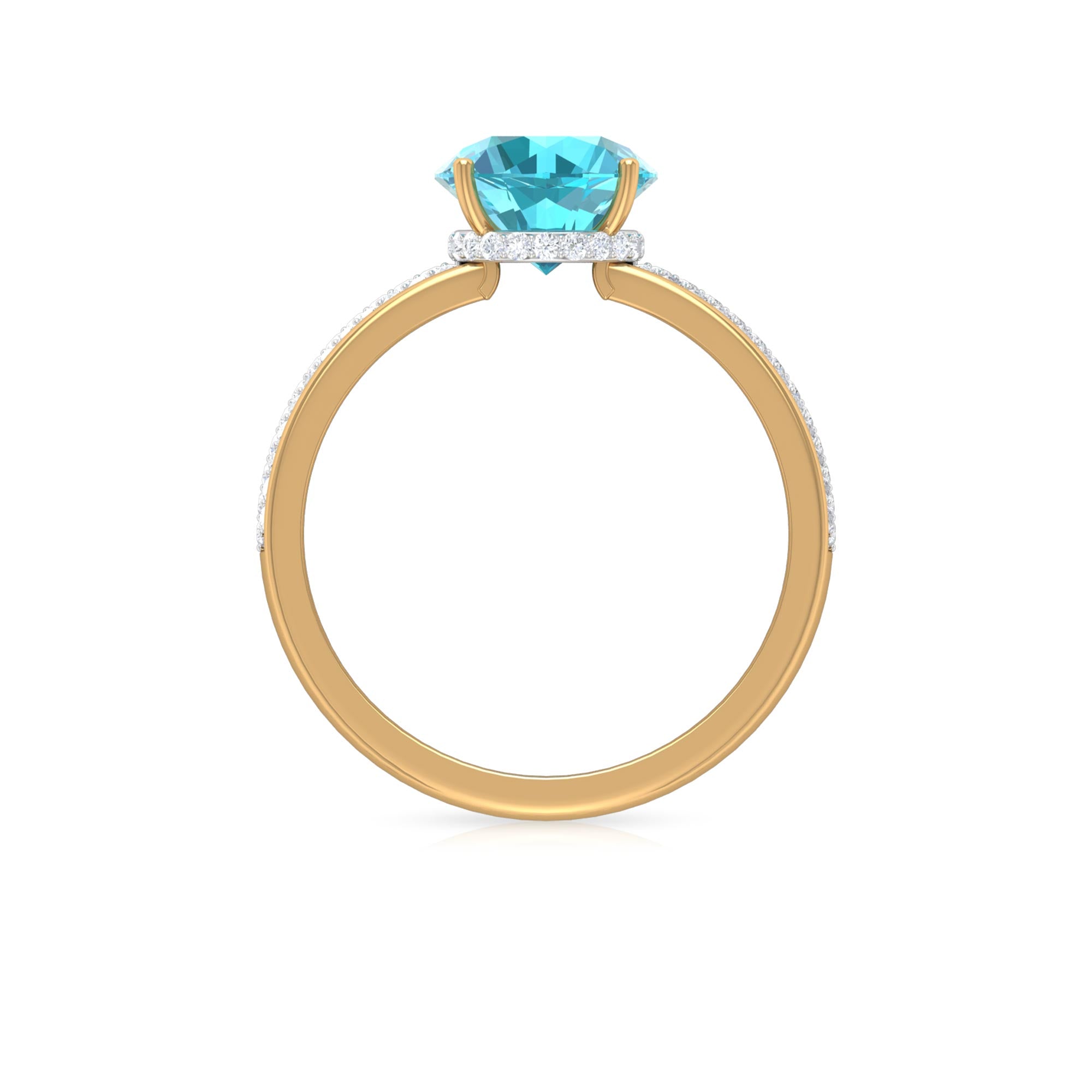 8 MM Round Shape Swiss Blue Topaz with Moissanite Swiss Blue Topaz - ( AAA ) - Quality - Rosec Jewels