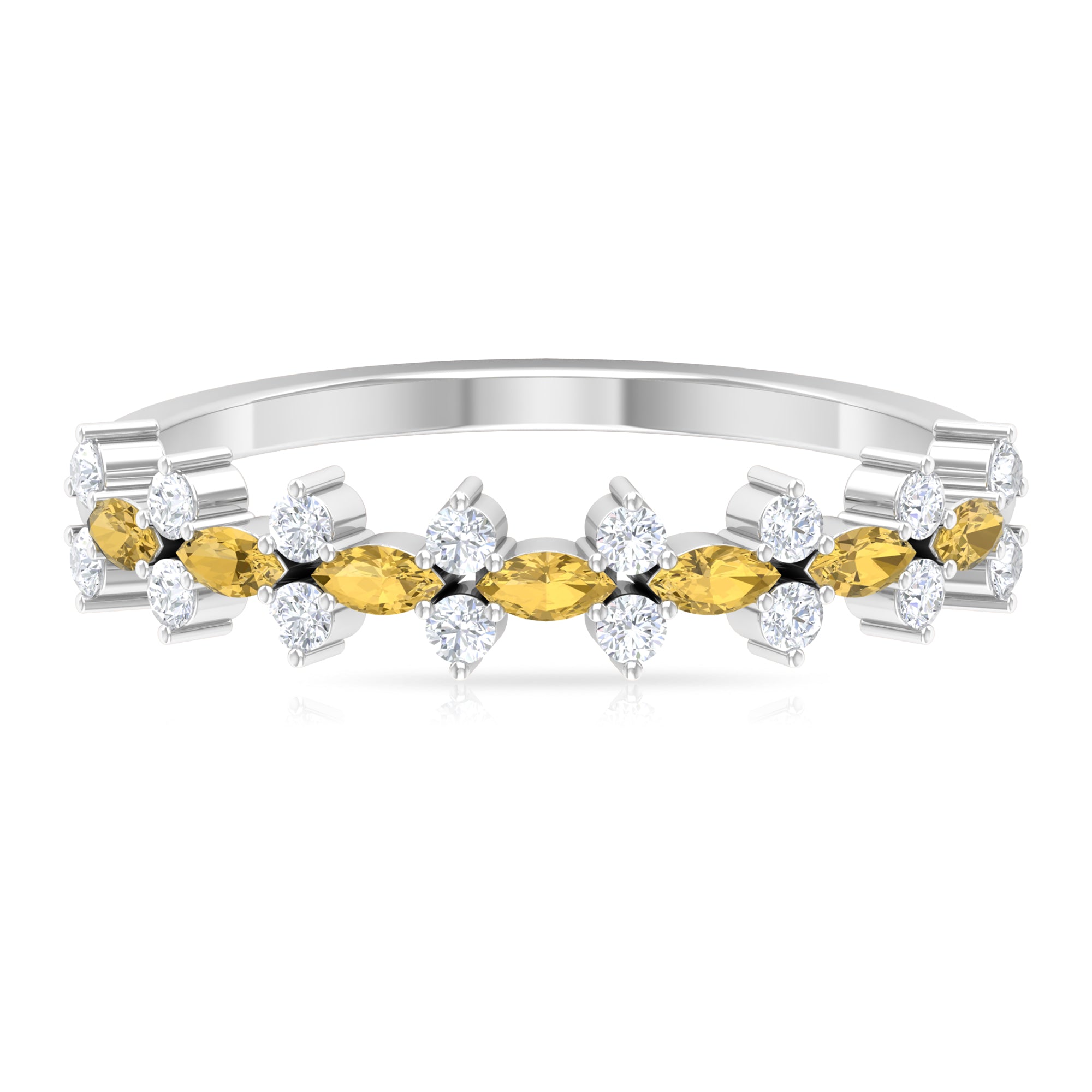 1/2 CT Classic Marquise Citrine and Diamond Half Eternity Ring Citrine - ( AAA ) - Quality - Rosec Jewels