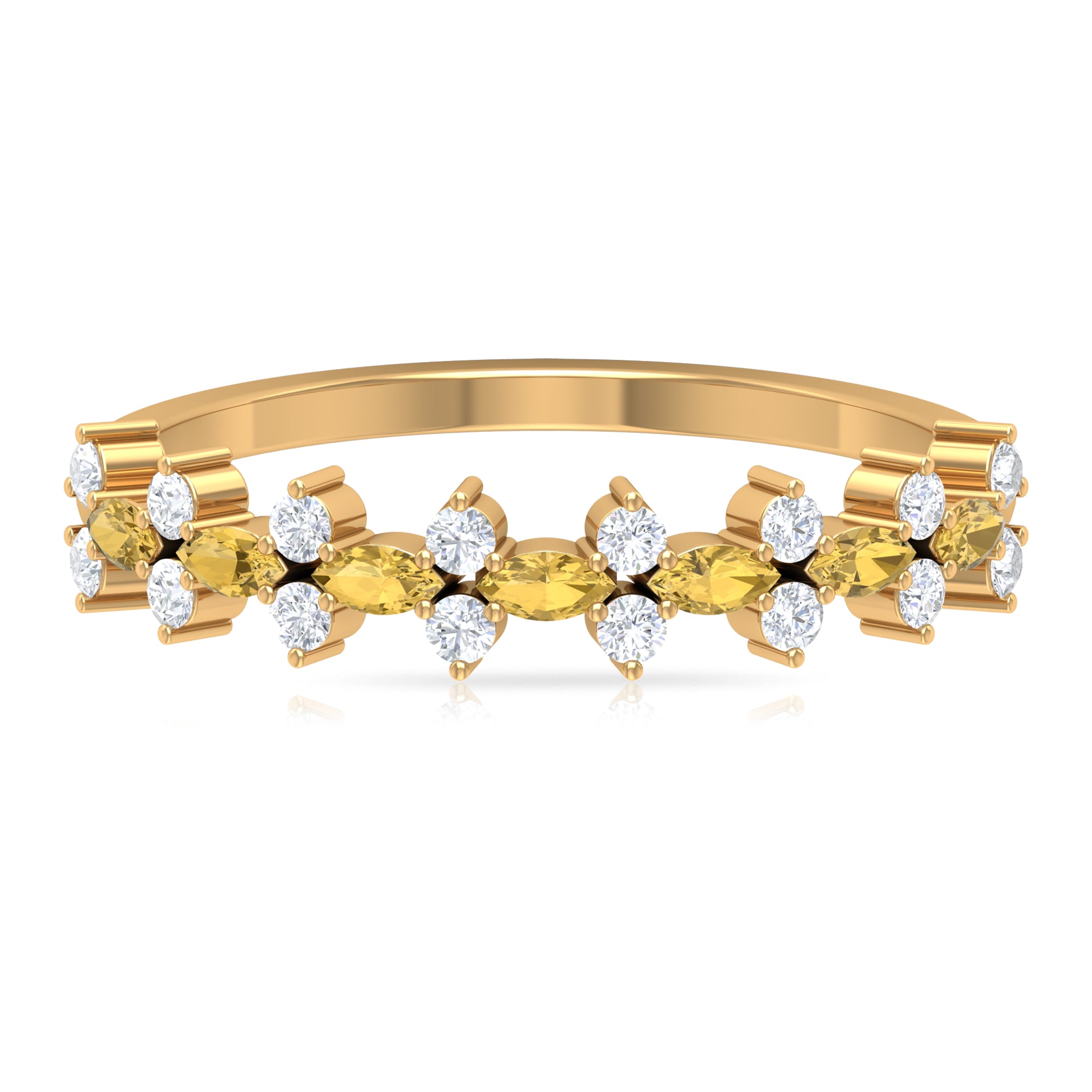 1/2 CT Classic Marquise Citrine and Diamond Half Eternity Ring Citrine - ( AAA ) - Quality - Rosec Jewels