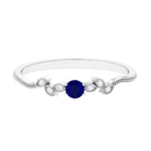 Real Blue Sapphire and Diamond Leaf Inspired Promise Ring Blue Sapphire - ( AAA ) - Quality - Rosec Jewels