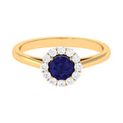 1.5 CT Floral Blue Sapphire Engagement Ring with Diamond Halo Blue Sapphire - ( AAA ) - Quality - Rosec Jewels