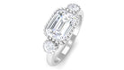 2 CT Moissanite Three Stone Engagement Ring in East West Pattern Moissanite - ( D-VS1 ) - Color and Clarity - Rosec Jewels