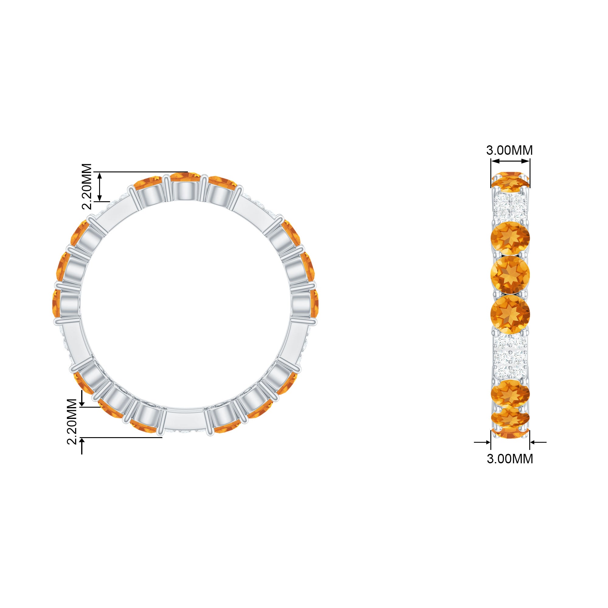 Citrine and Diamond Designer Full Eternity Ring Citrine - ( AAA ) - Quality - Rosec Jewels