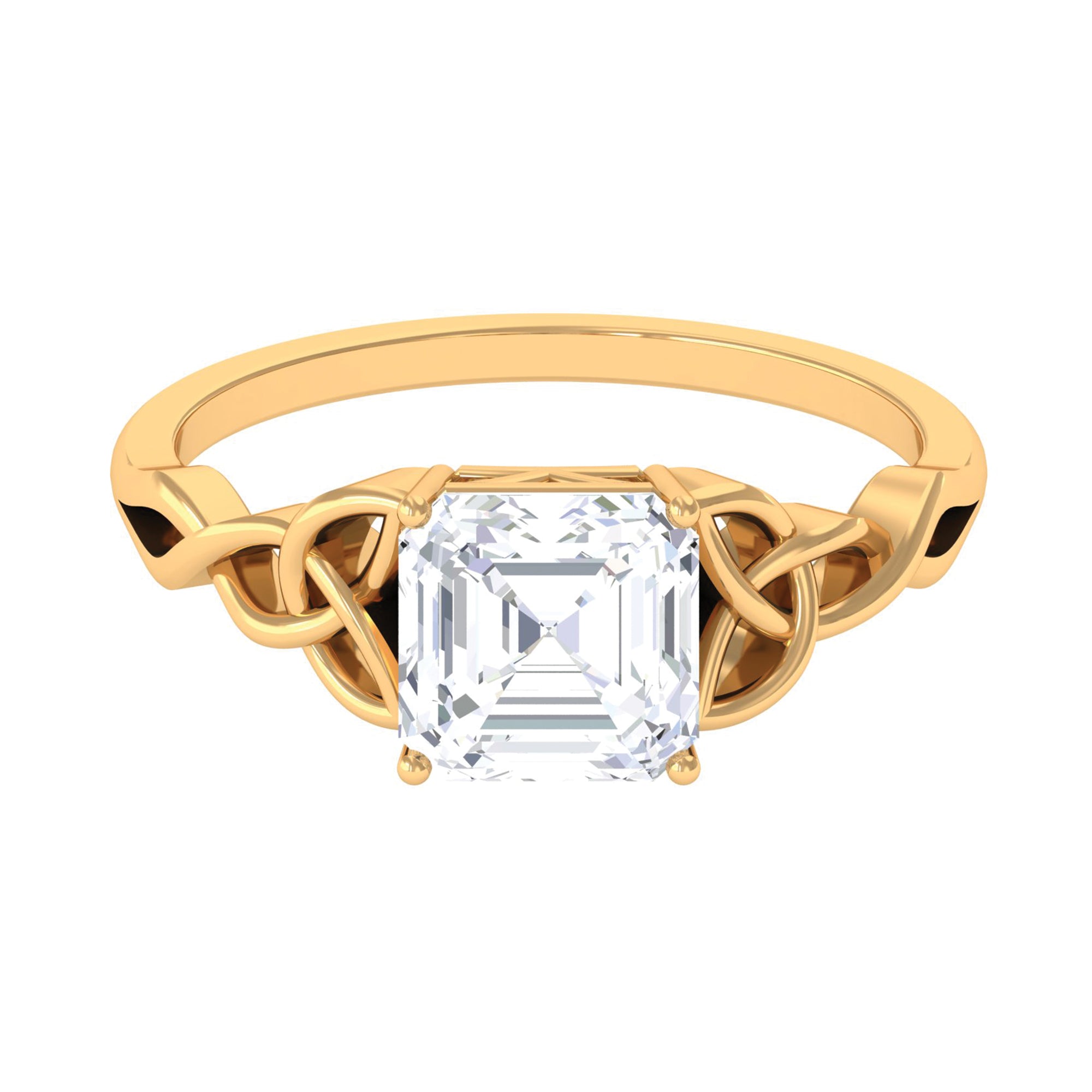 Moissanite Asscher Cut Solitaire Celtic Ring Moissanite - ( D-VS1 ) - Color and Clarity - Rosec Jewels