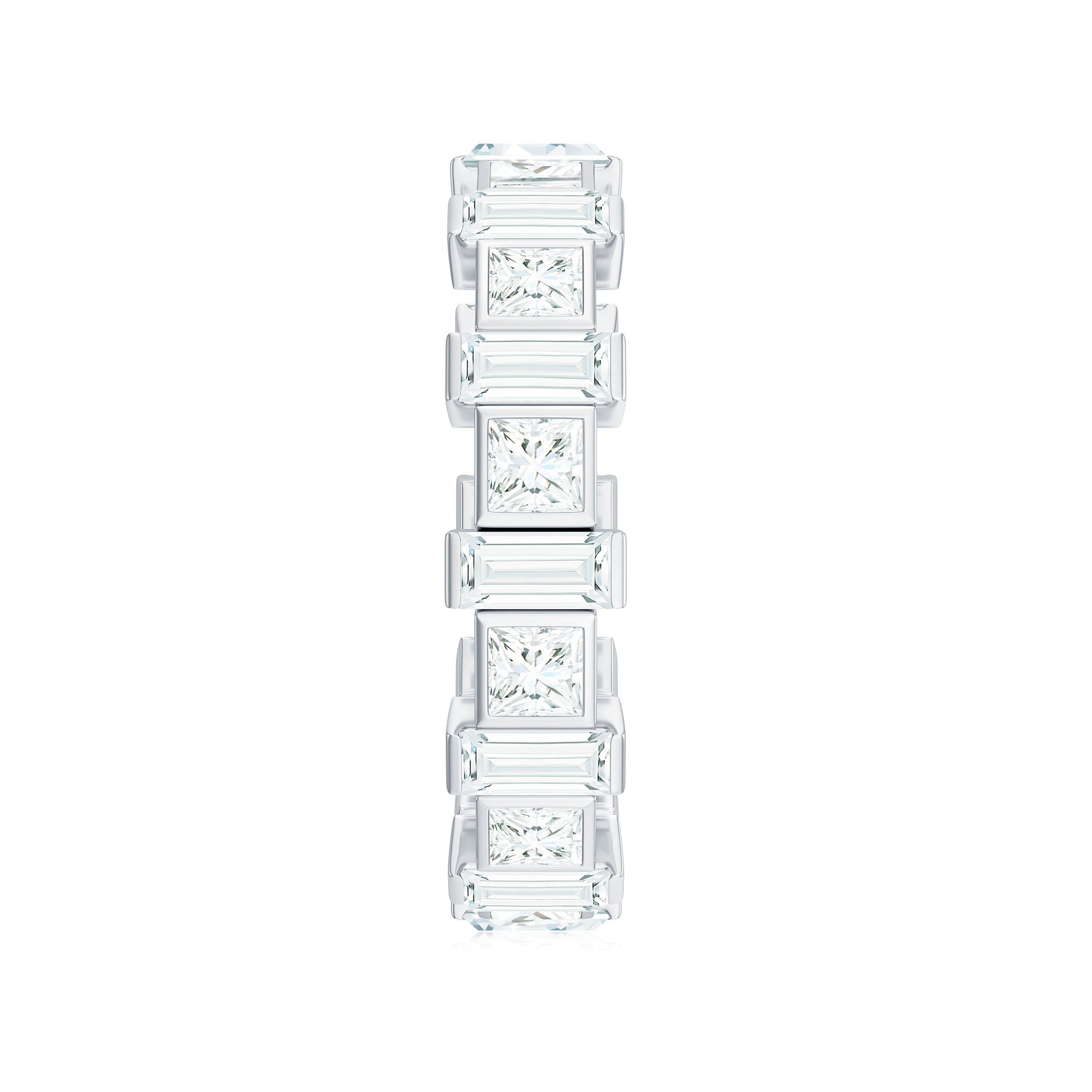 2.75 CT Baguette and Princess Cut Moissanite Eternity Ring Moissanite - ( D-VS1 ) - Color and Clarity - Rosec Jewels