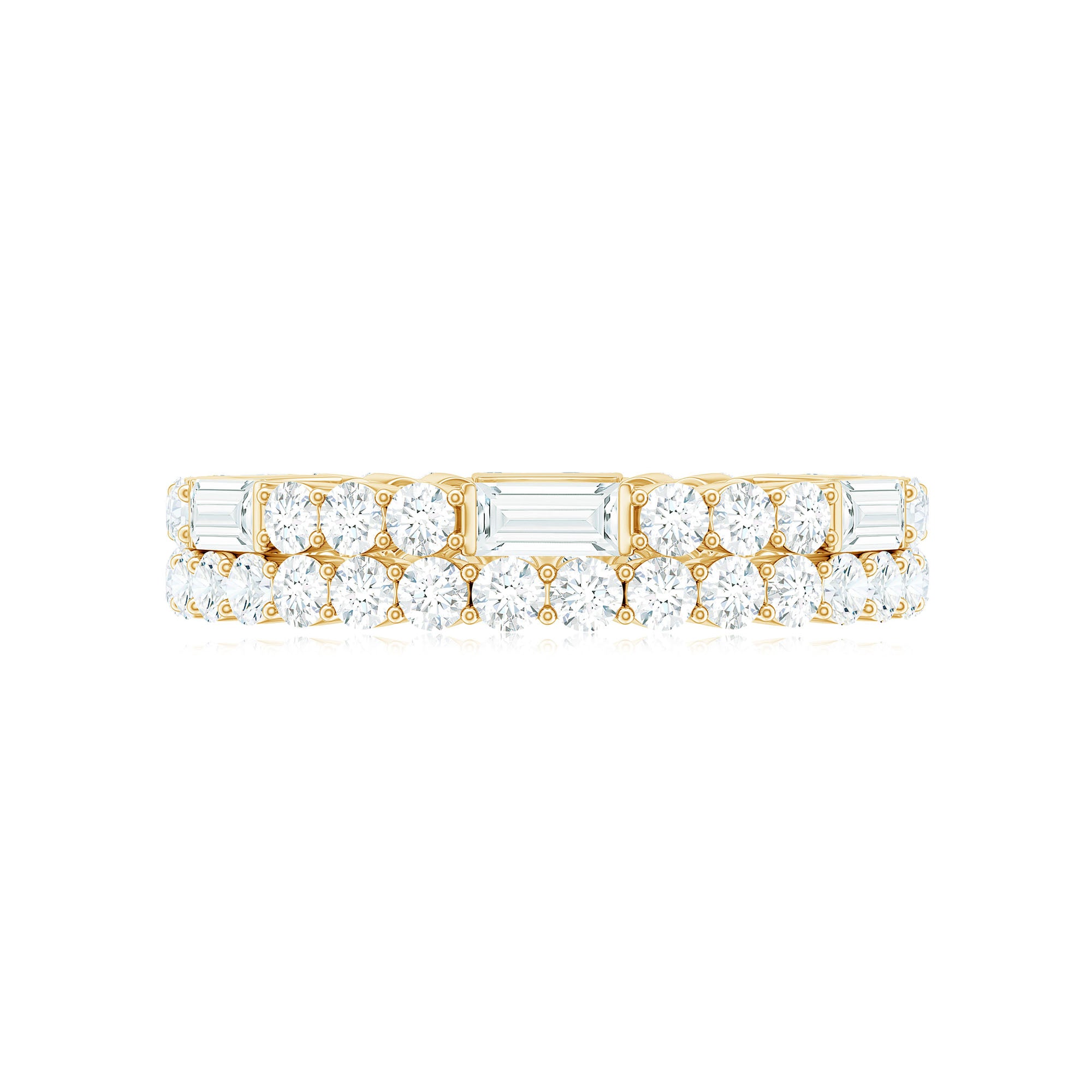 3.75 CT Certified Moissanite Two Row Eternity Ring in Gold Moissanite - ( D-VS1 ) - Color and Clarity - Rosec Jewels