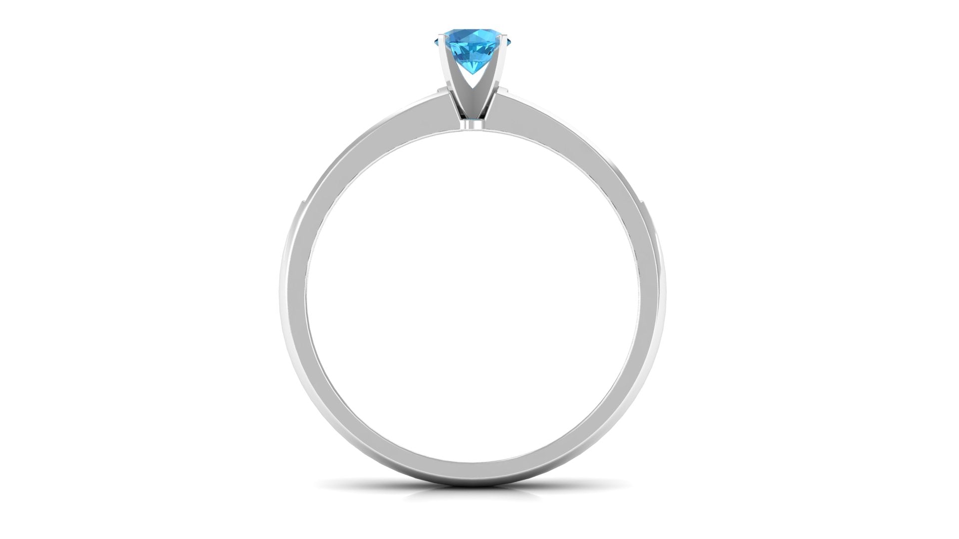 1/2 CT Solitaire Accent Ring with Swiss Blue Topaz and Diamond Swiss Blue Topaz - ( AAA ) - Quality - Rosec Jewels